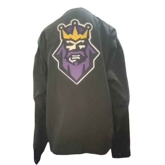 Ooak Dickies Eisenhower black work jacket NHL Los Angeles Kings 2x retro coat - Picture 1 of 6